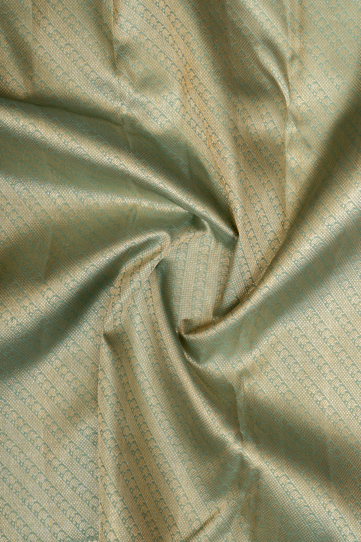 Pastel Green Zari Brocade Pure Kanchipuram Silk Saree - Clio Silks