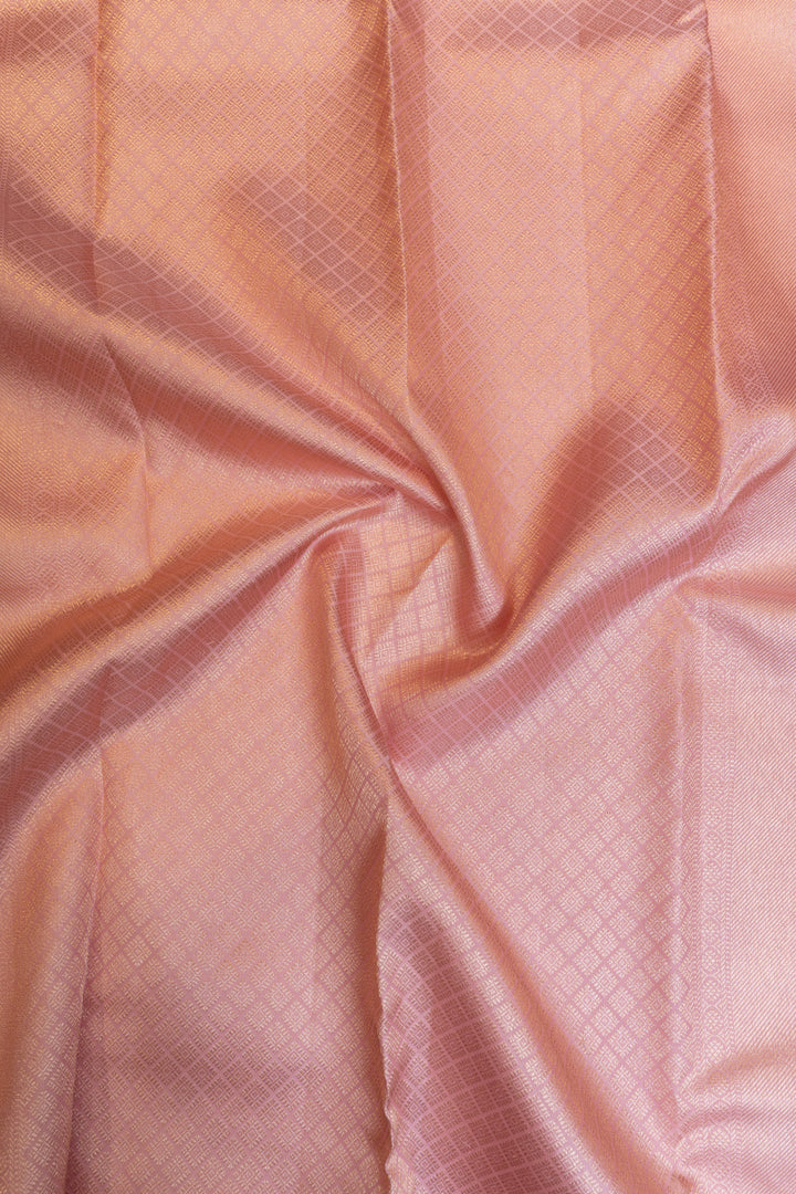 Pastel pink floral brocade pure Kanchipuram silk saree