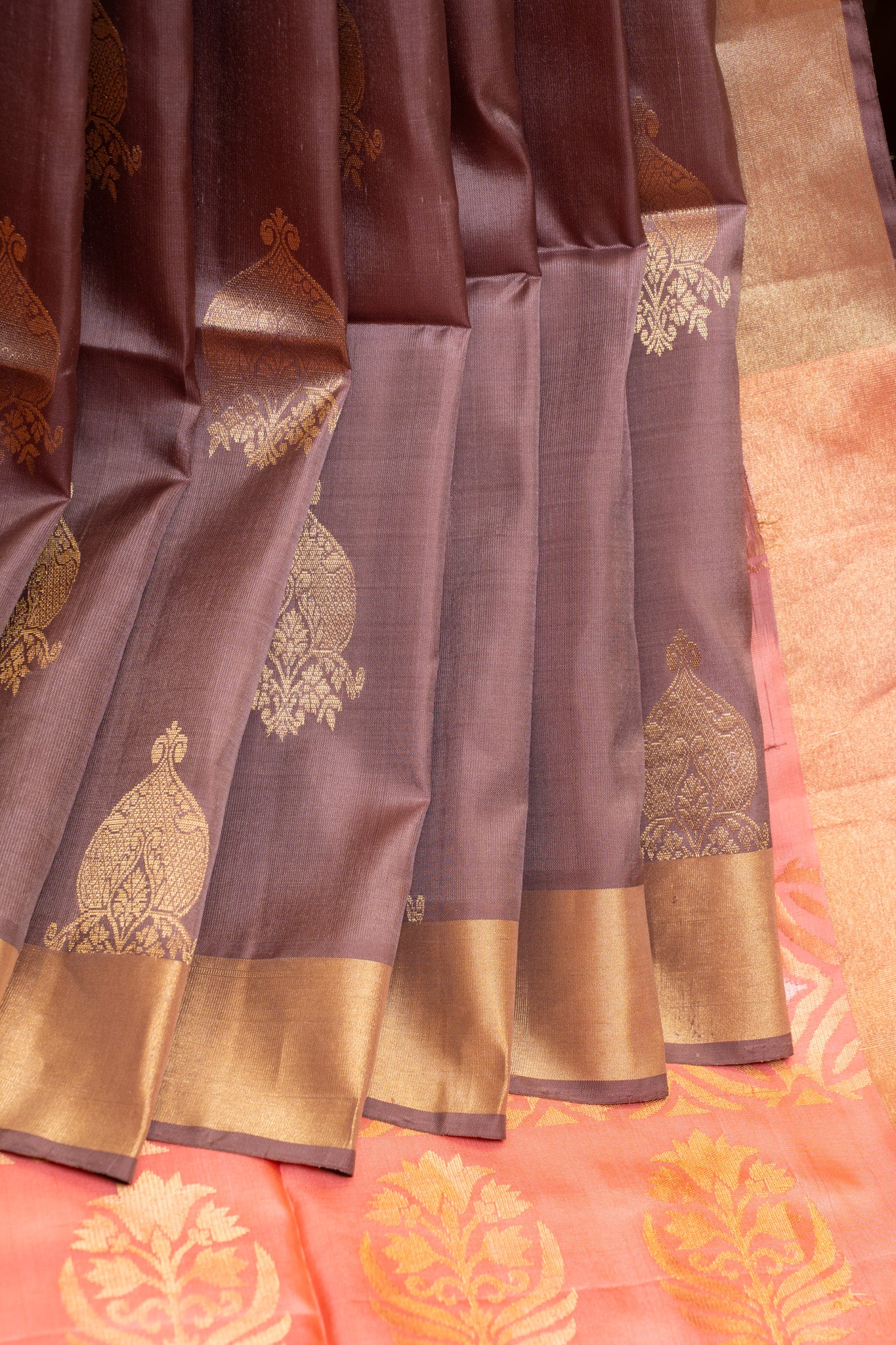 Mauve purple pure soft silk saree