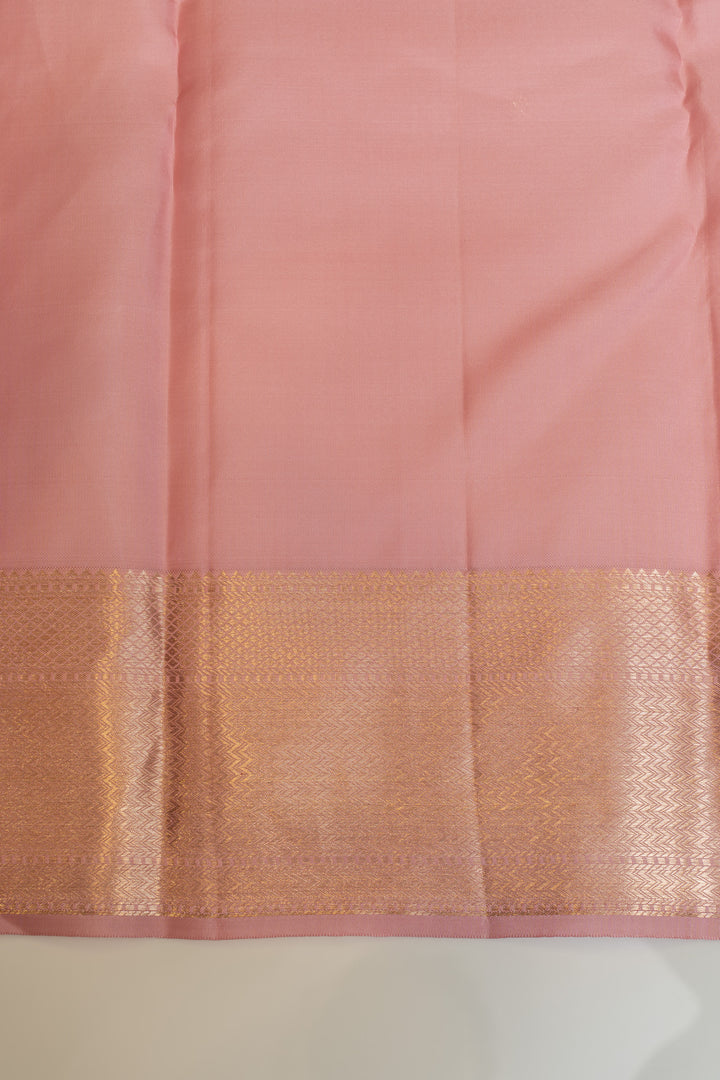 Pastel pink floral brocade pure Kanchipuram silk saree