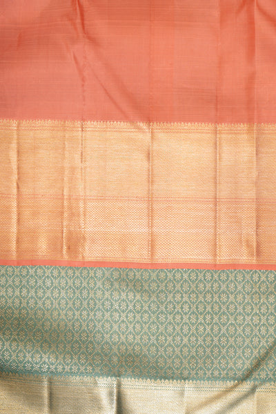 Pastel Green Zari Brocade Pure Kanchipuram Silk Saree - Clio Silks