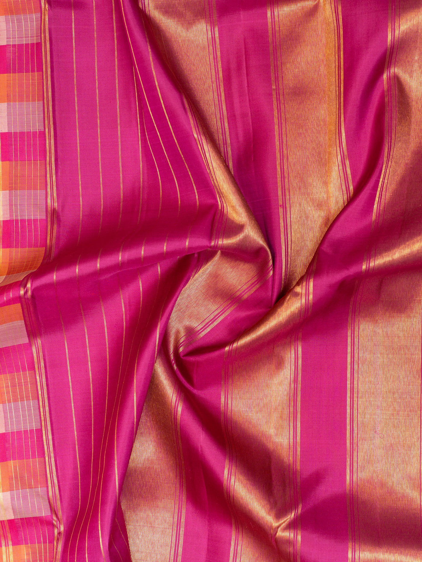 Pastel pink stripes pure zari Kanchipuram silk saree