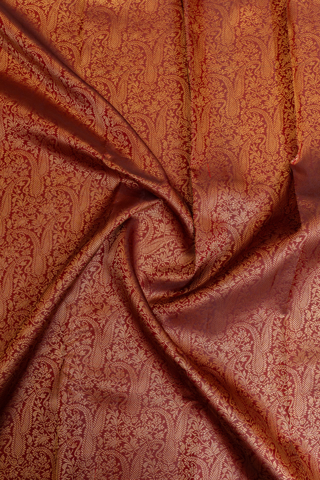Maroon paisley brocade pure Kanchipuram silk saree