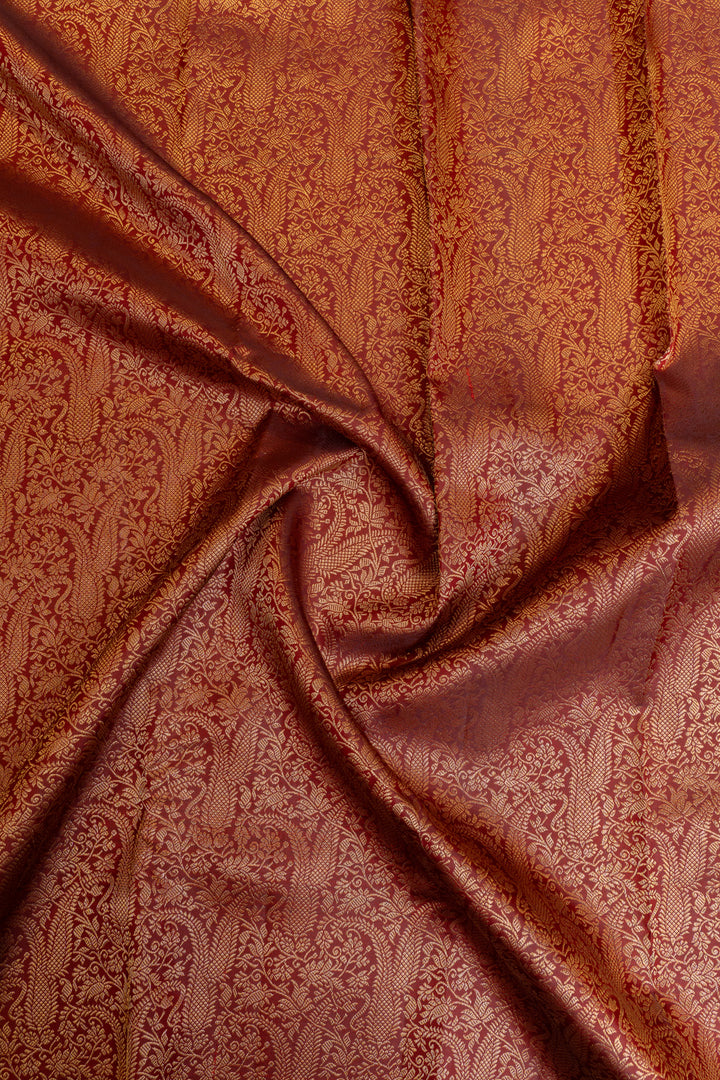 Maroon paisley brocade pure Kanchipuram silk saree