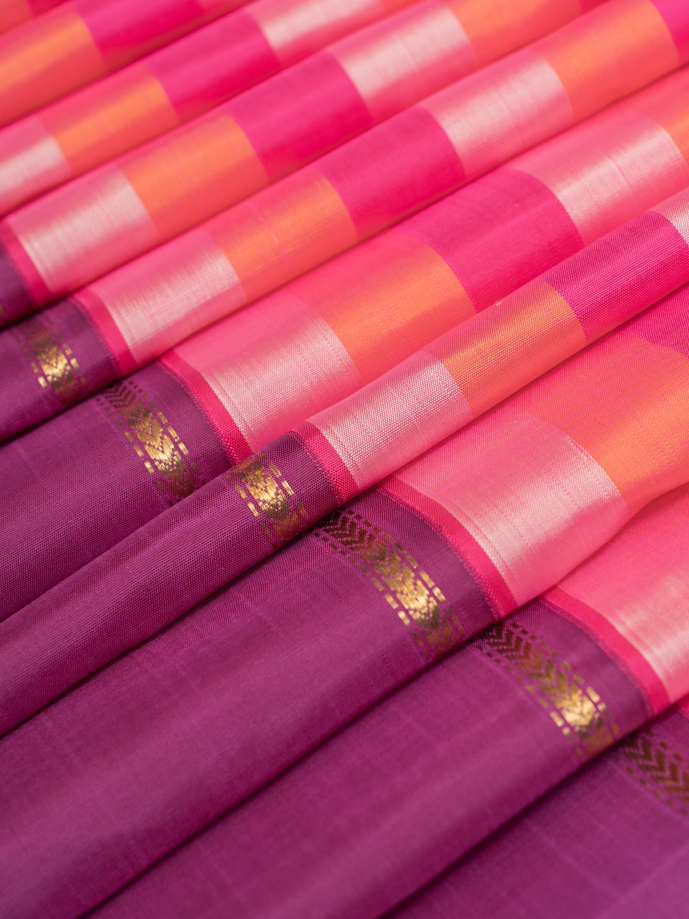 Pastel pink stripes pure zari Kanchipuram silk saree