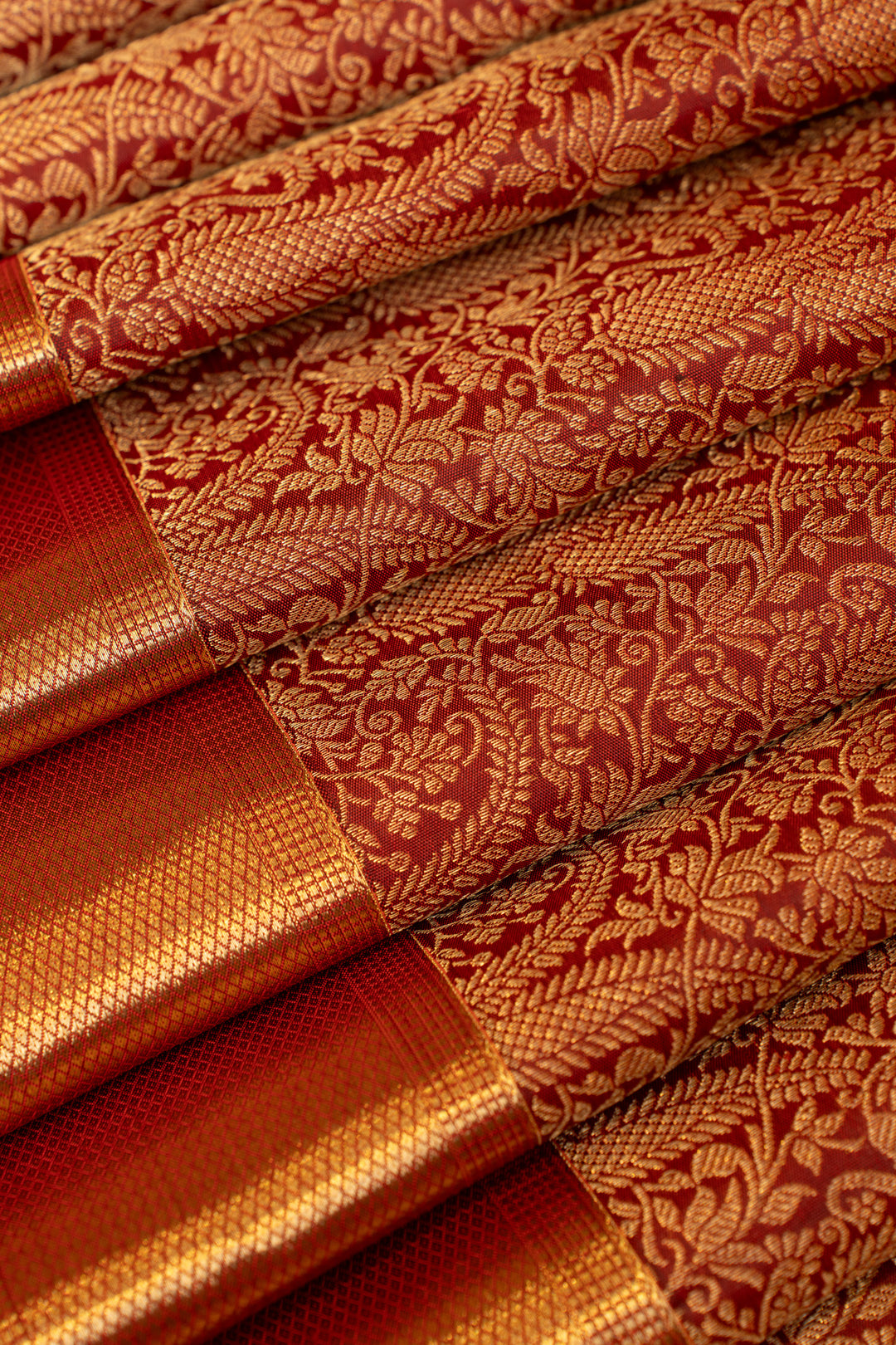 Maroon paisley brocade pure Kanchipuram silk saree