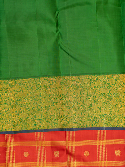 Maroon and green traditional pure zari kanjivaram silk saree