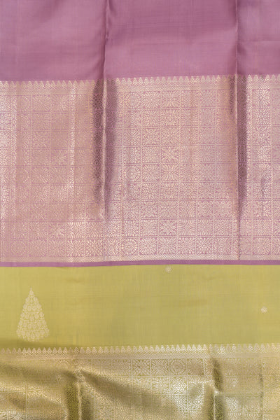 Mint Green and Lavender Big Border Pure Kanchipuram Silk Saree - Clio Silks