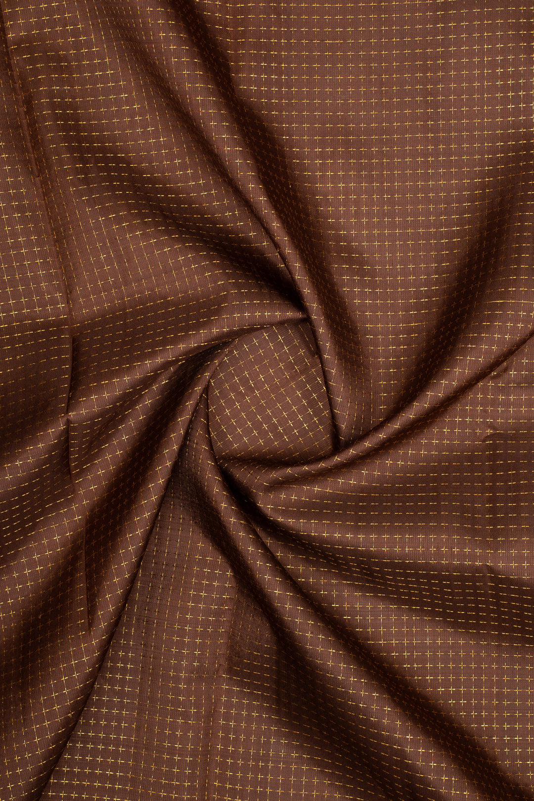 Brown and Red Plus Butta Pure Kanchipuram Silk Saree
