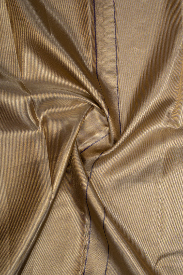 Gold and Grey Temple Brocade Pure Kanchipuram Silk Saree