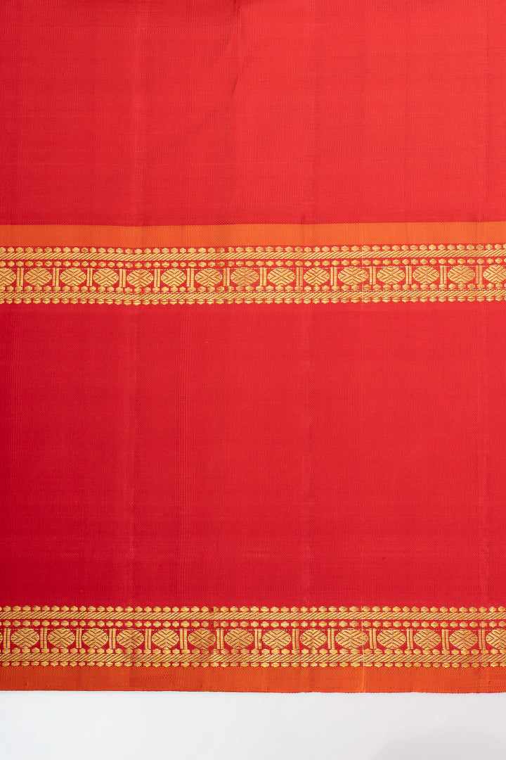 Brown and Red Plus Butta Pure Kanchipuram Silk Saree
