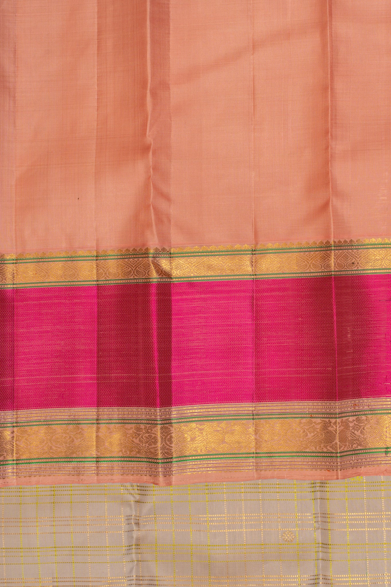 Grey and magenta pure zari Kanchipuram silk saree