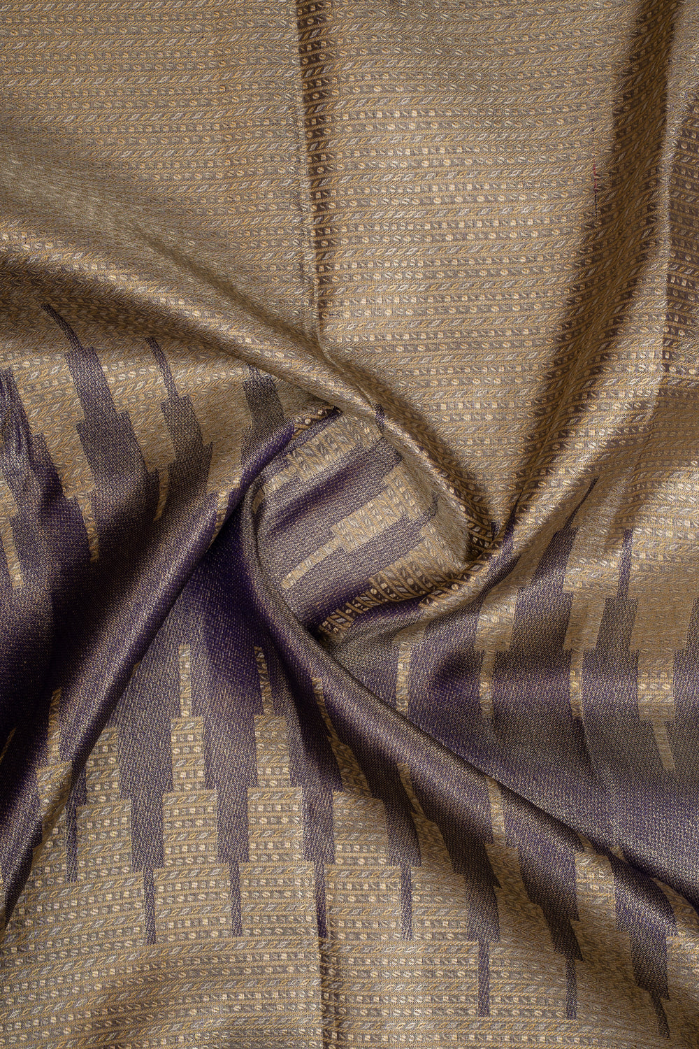 Gold and Grey Temple Brocade Pure Kanchipuram Silk Saree
