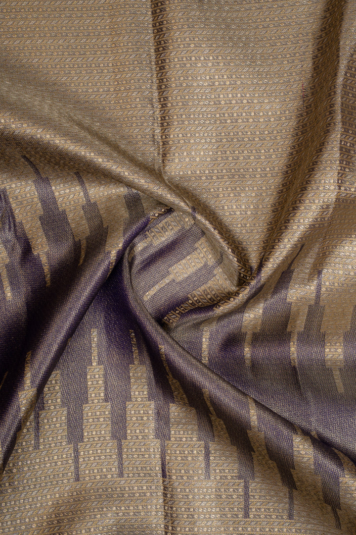 Gold and Grey Temple Brocade Pure Kanchipuram Silk Saree