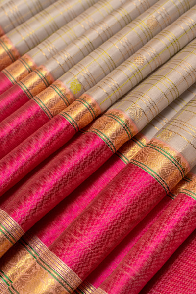 Grey and magenta pure zari Kanchipuram silk saree