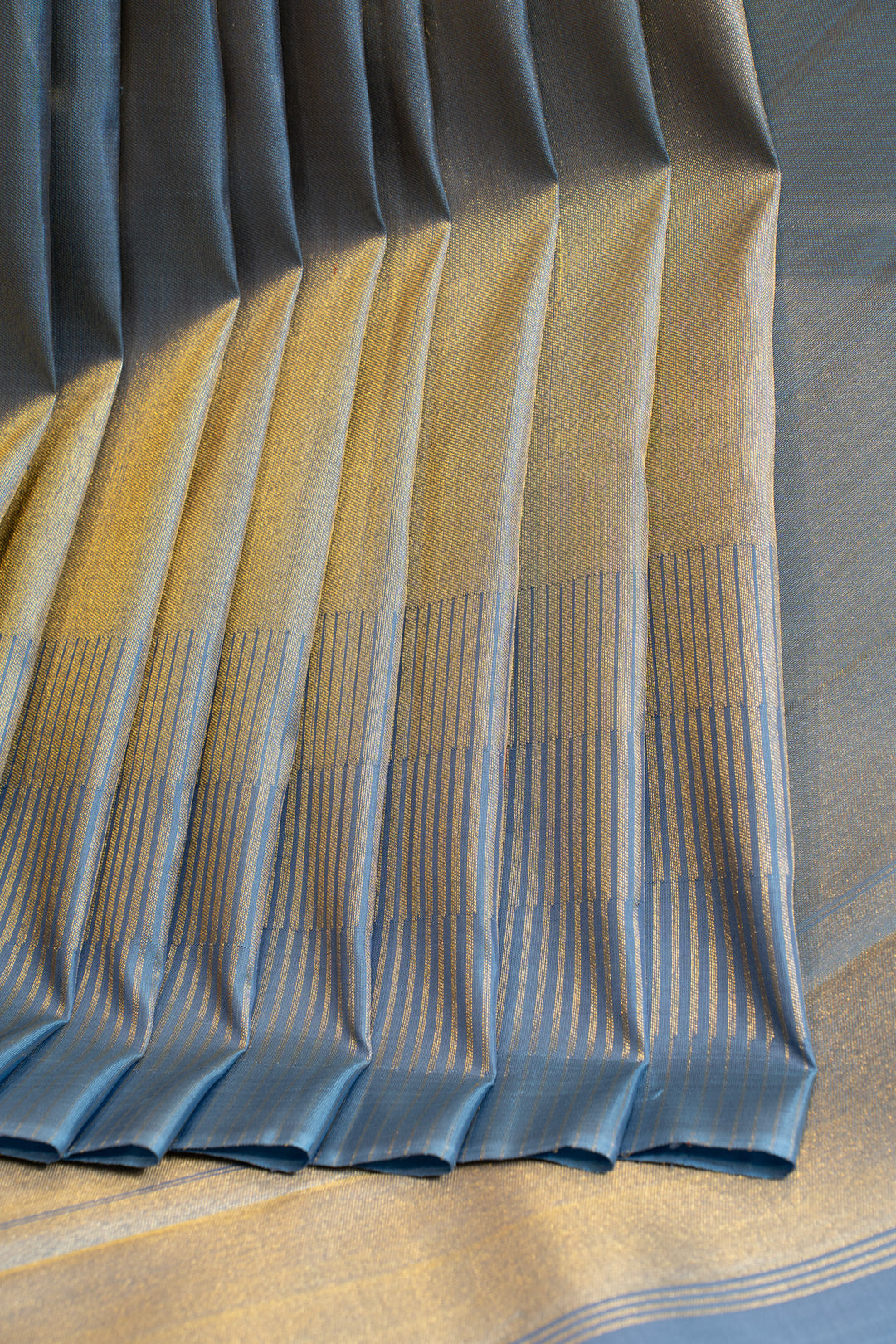 Cerulean blue 8 Kol pure Kanchipuram silk saree