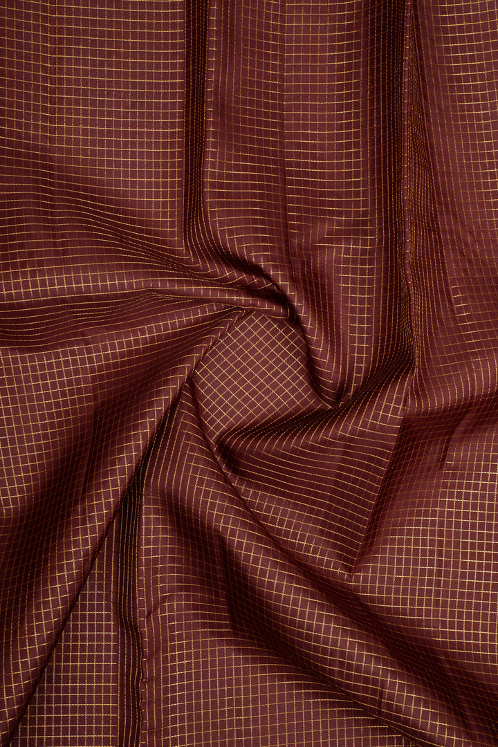 Maroon Zari Checks Pure Kanchipuram Silk Saree