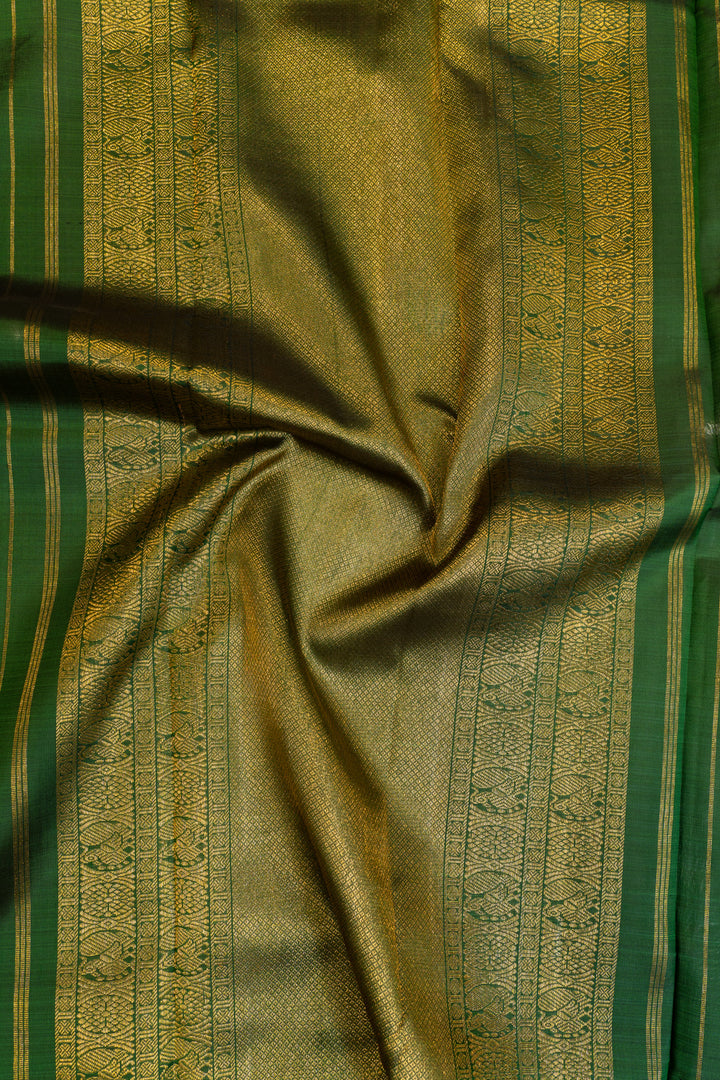 Tea Rose pink and green traditional pure Kanchipuram silk saree