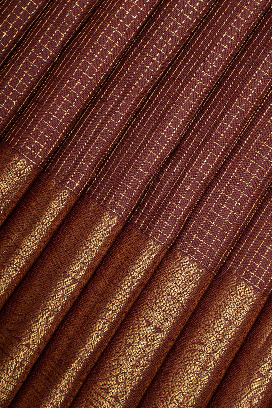 Maroon Zari Checks Pure Kanchipuram Silk Saree