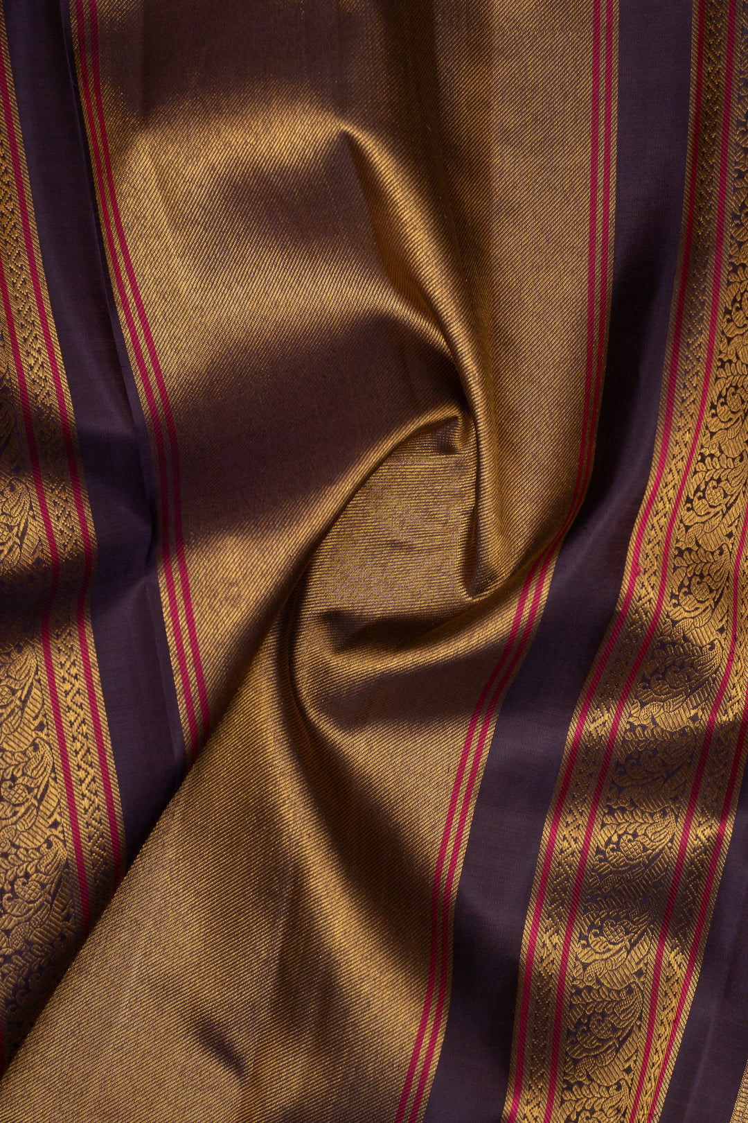 Vintage Peach Pink and Purple Rettai Pettu Pure Kanchipuram Silk Saree
