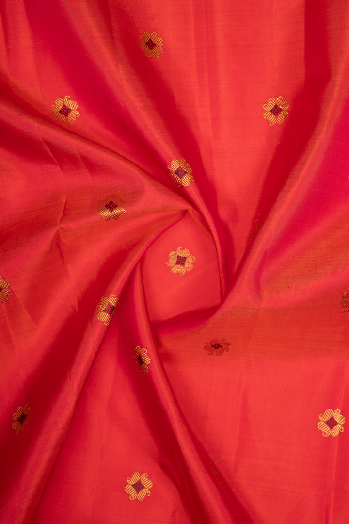 Vintage Peach Pink and Purple Rettai Pettu Pure Kanchipuram Silk Saree