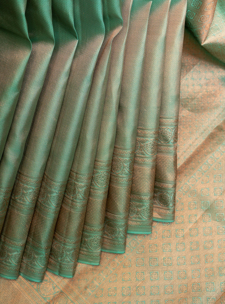 Pastel Green Brocade Pure Kanchipuram Silk Saree - Clio Silks