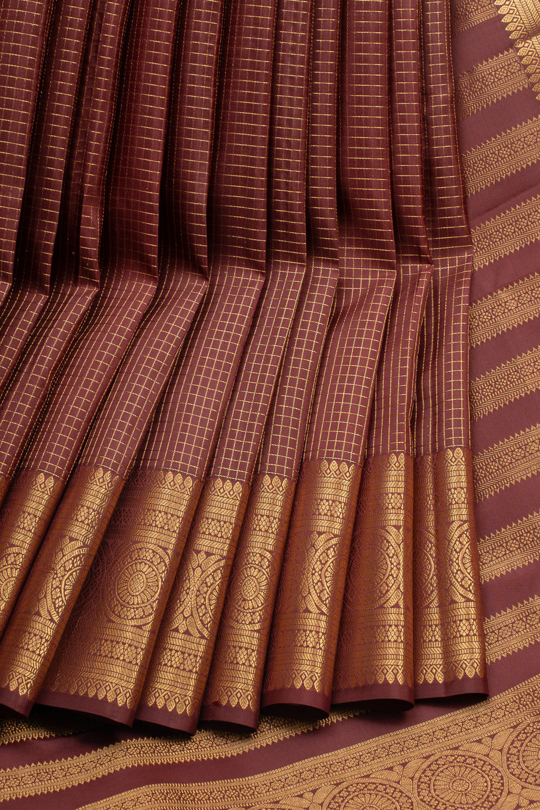 Maroon Zari Checks Pure Kanchipuram Silk Saree
