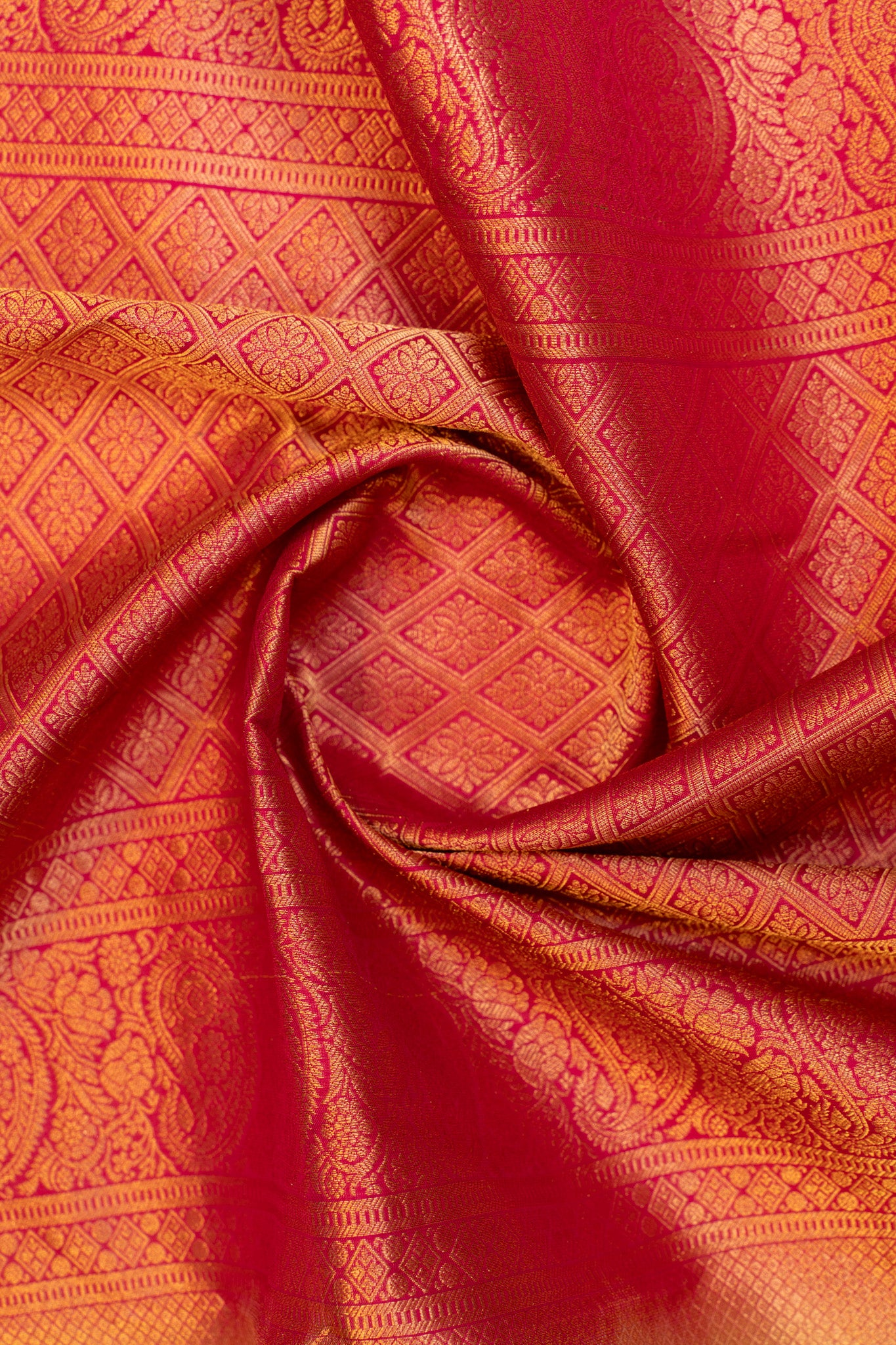 Beige and magenta pure Kanchipuram silk saree