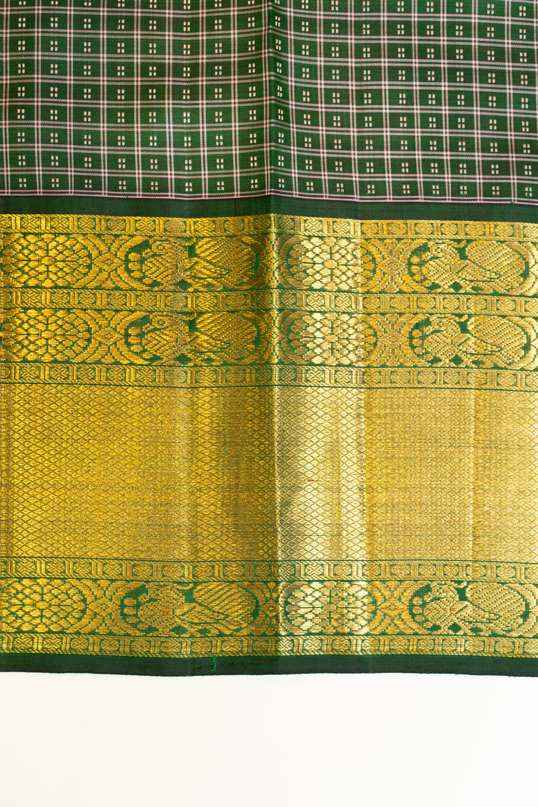 Tea Rose pink and green traditional pure Kanchipuram silk saree