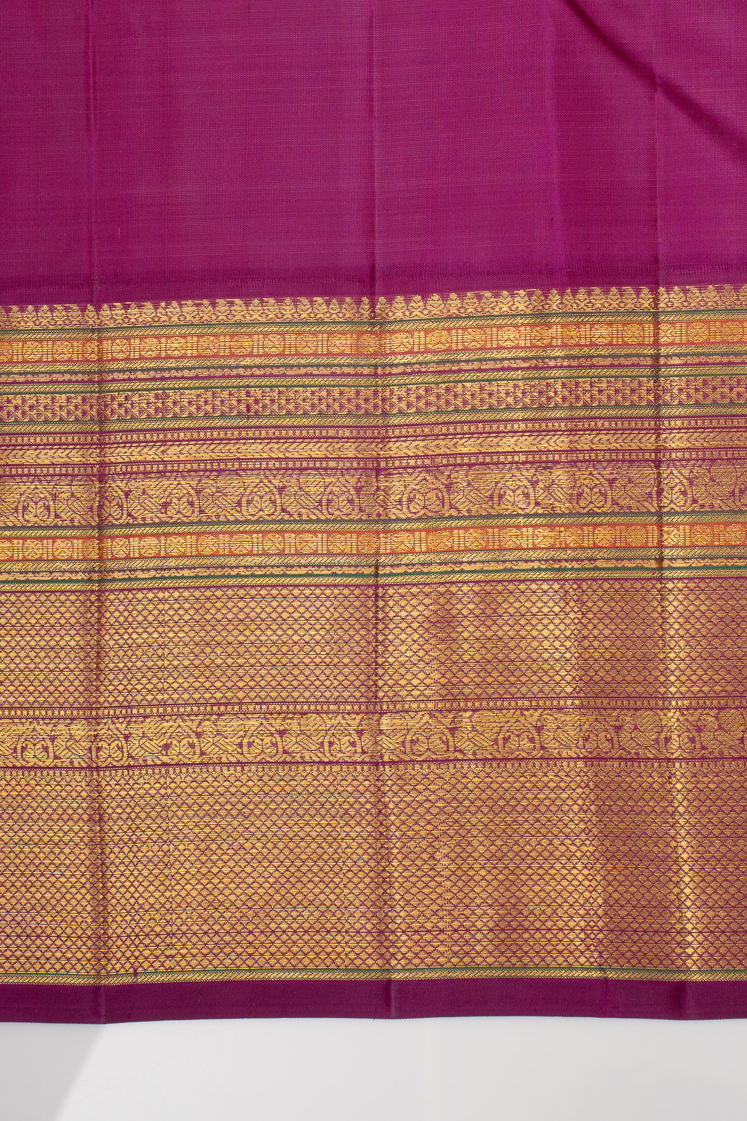 Grey and Jamun Checks Pure Kanchipuram Silk Saree