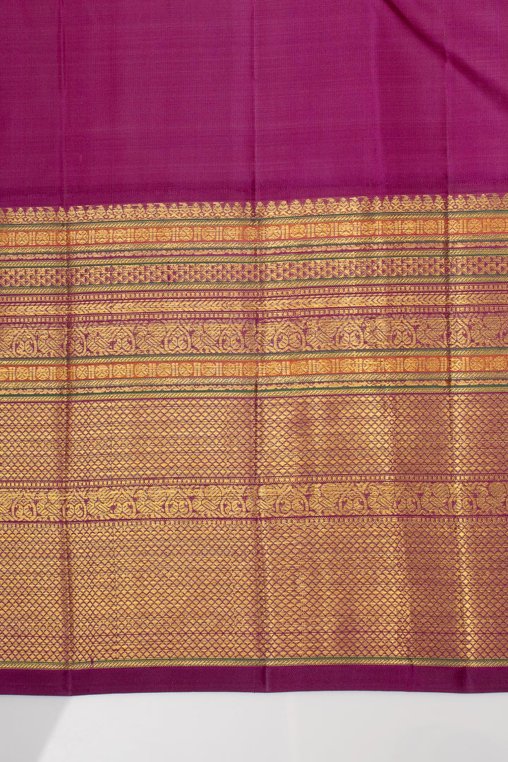 Grey and Jamun Checks Pure Kanchipuram Silk Saree