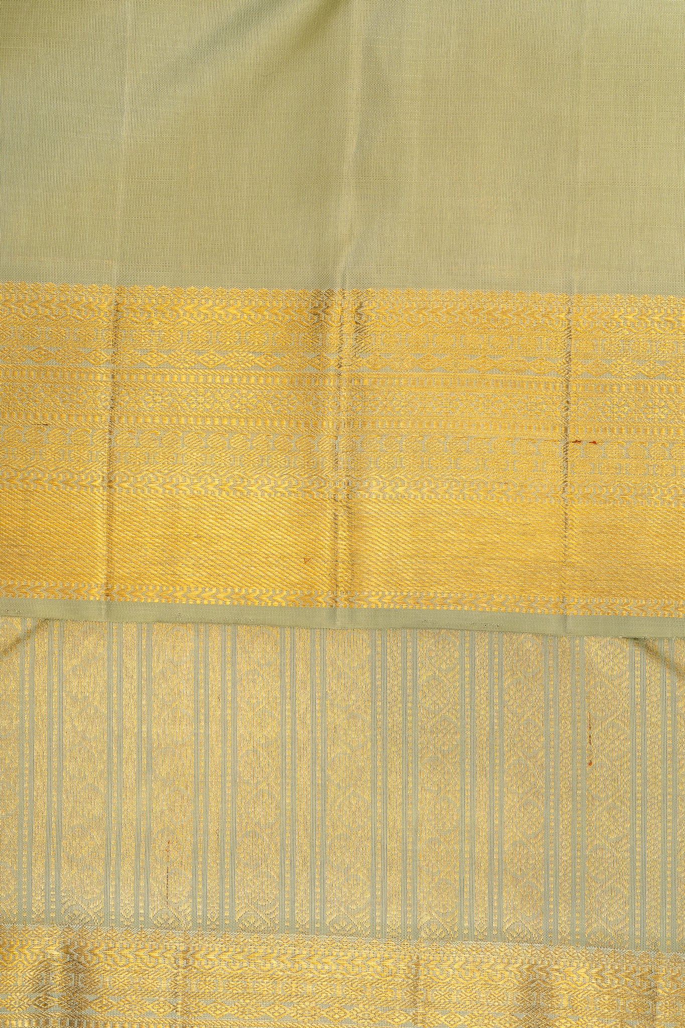 Pastel Green Zari Brocade Stripes Pure Kanchipuram Silk Saree - Clio Silks