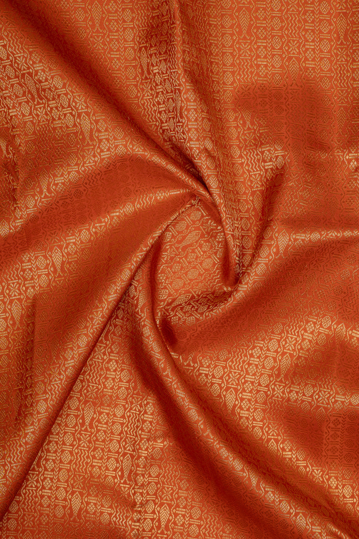 Rust Orange Brocade Pure Kanchipuram Silk Saree