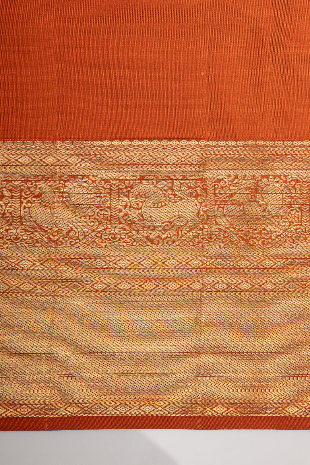 Rust Orange Brocade Pure Kanchipuram Silk Saree