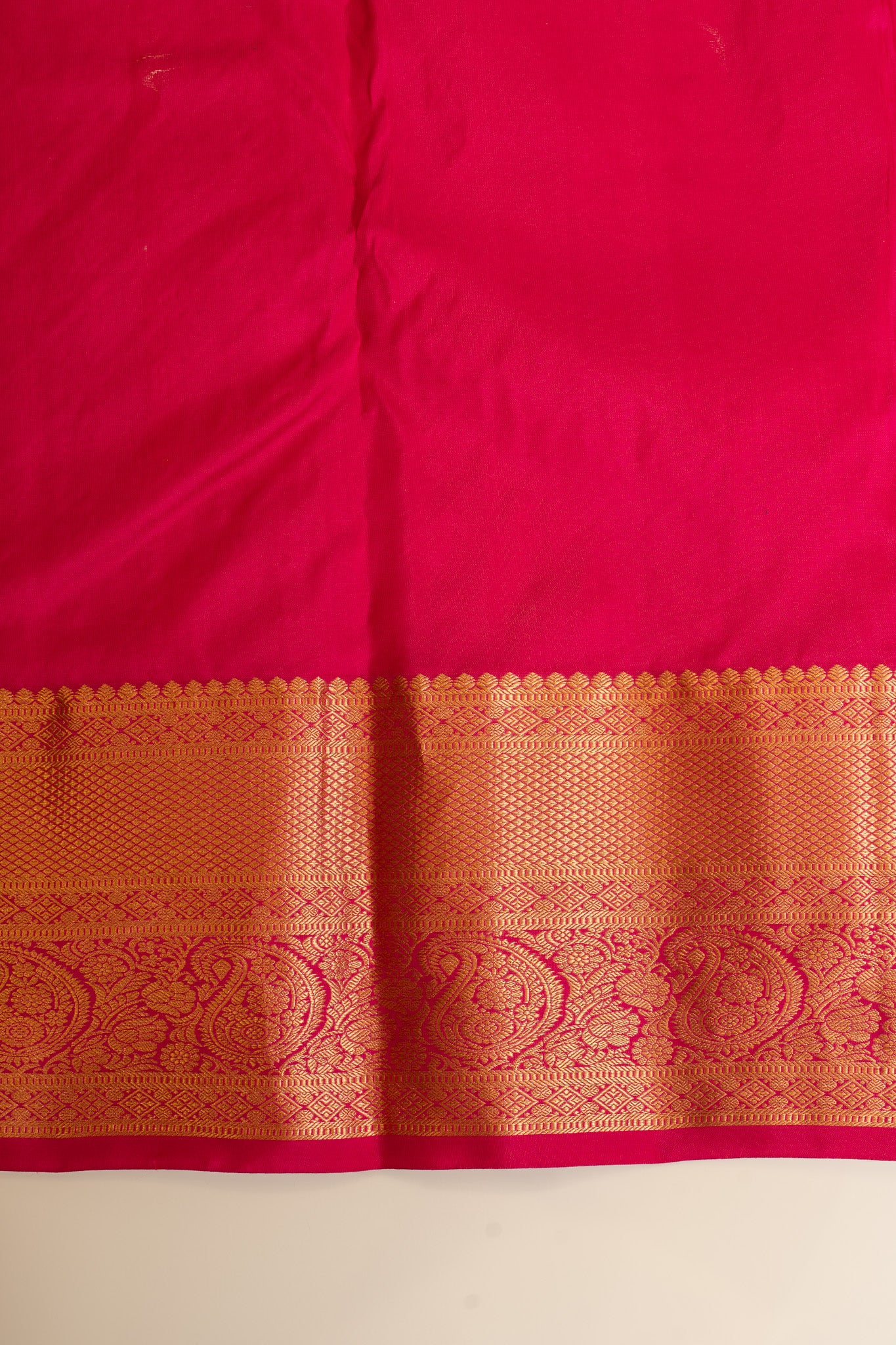 Beige and magenta pure Kanchipuram silk saree