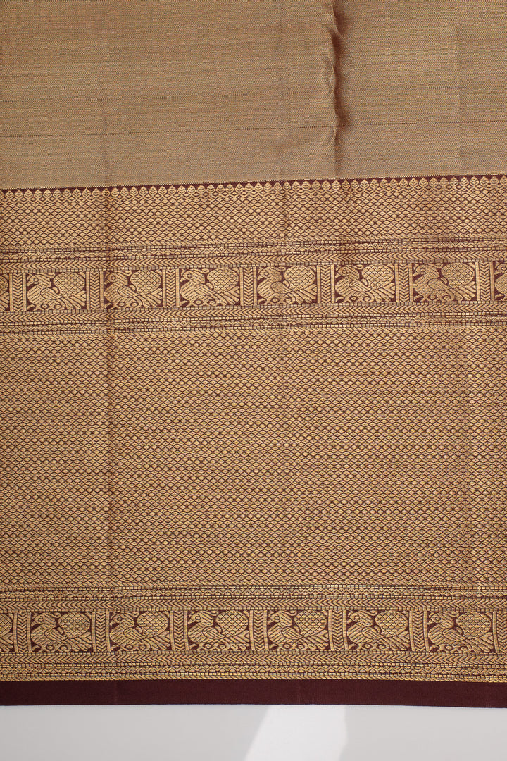Gold and Jamun Tissue Brocade Pure Kanchipuram Silk Saree