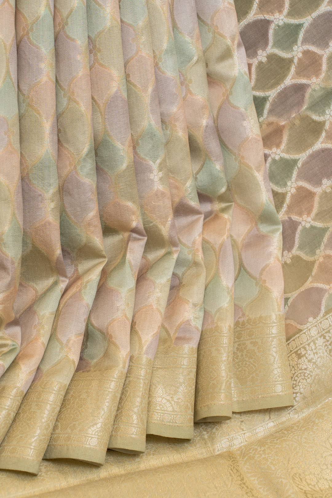 Pastel rangkat pure Banaras Kora saree