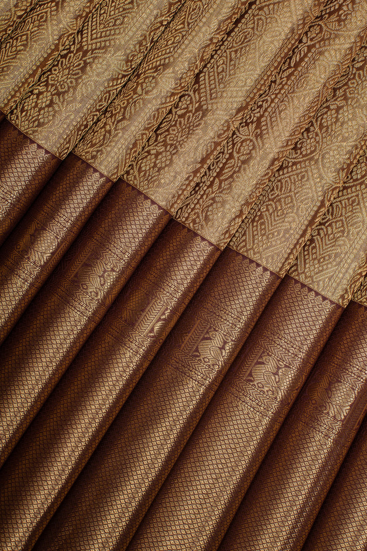 Gold and Jamun Tissue Brocade Pure Kanchipuram Silk Saree