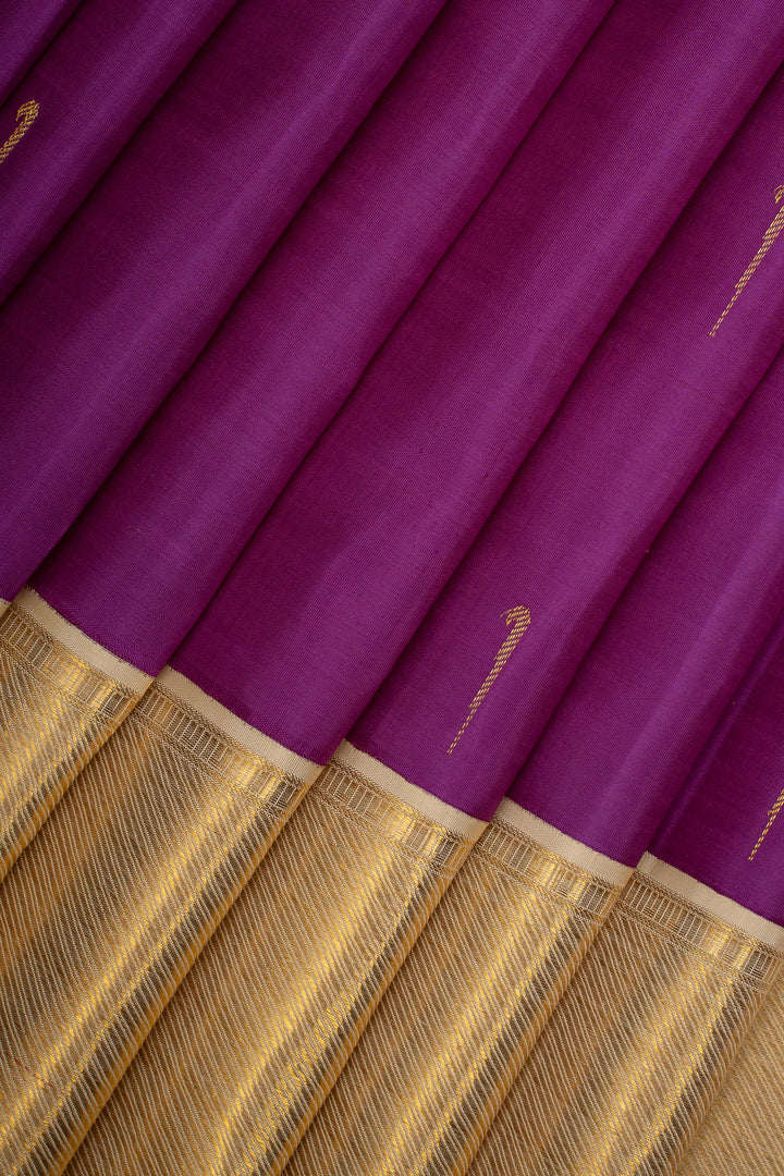 Purple and Ivory Pure Kanchipuram Silk Saree