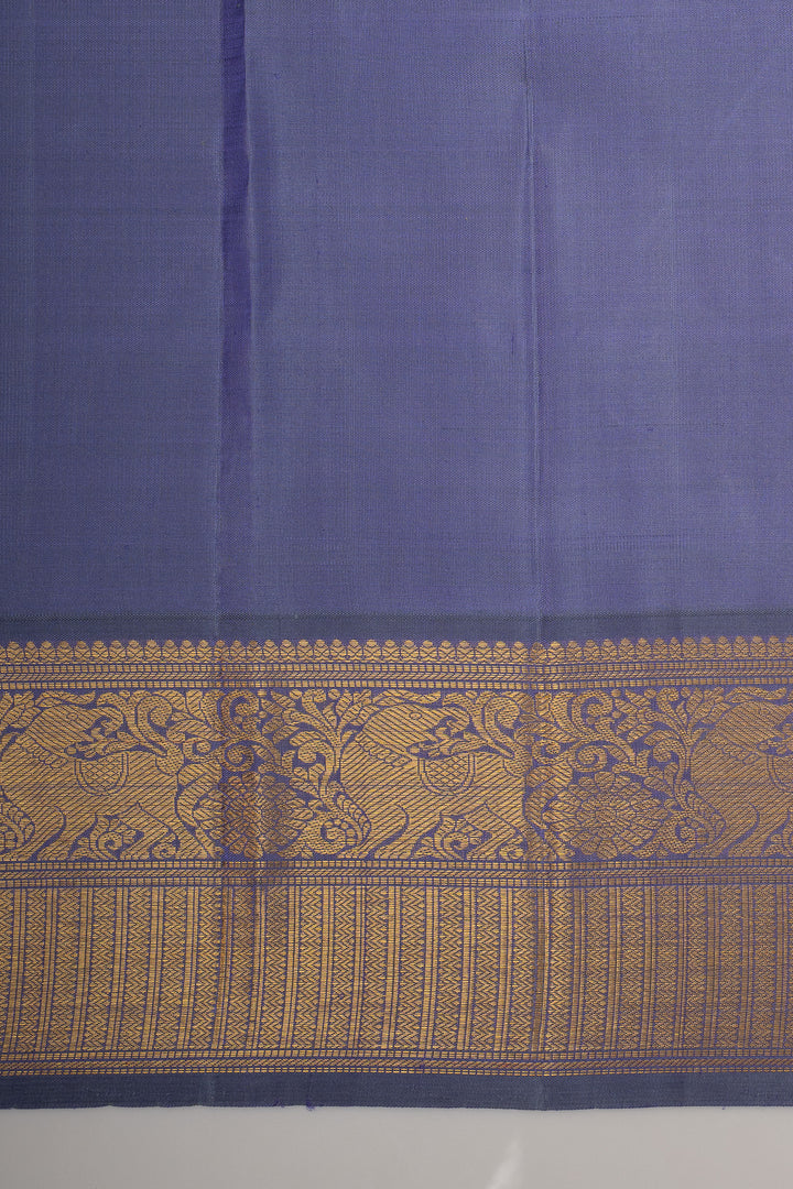 Ice Blue Zari Checks Pure Kanchipuram Silk Saree