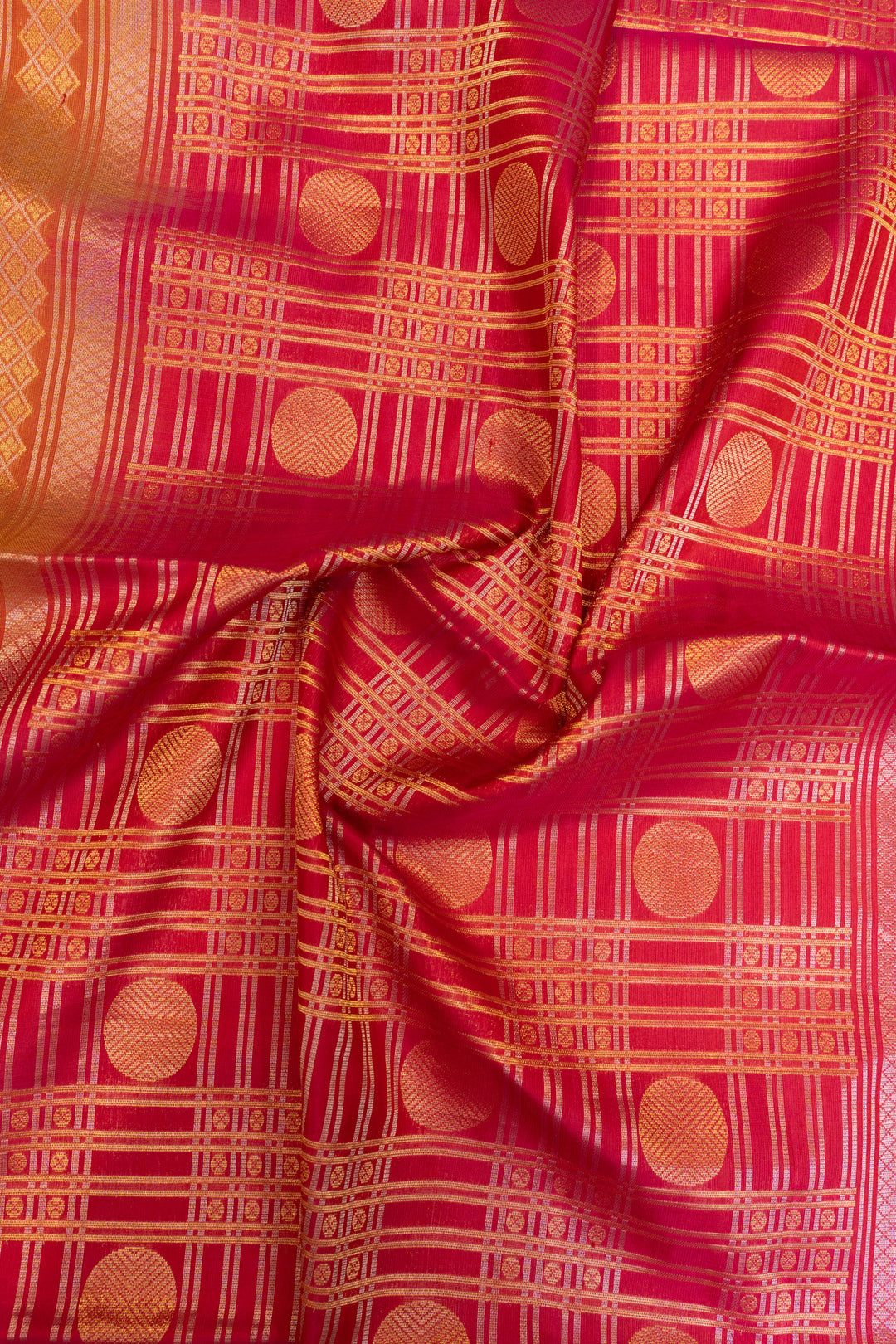 Beige and peach pure soft silk saree
