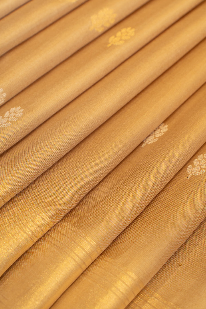 Beige and peach pure soft silk saree