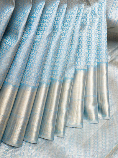 Sapphire Blue Zari Brocade Pure Kanchipuram Silk Saree 