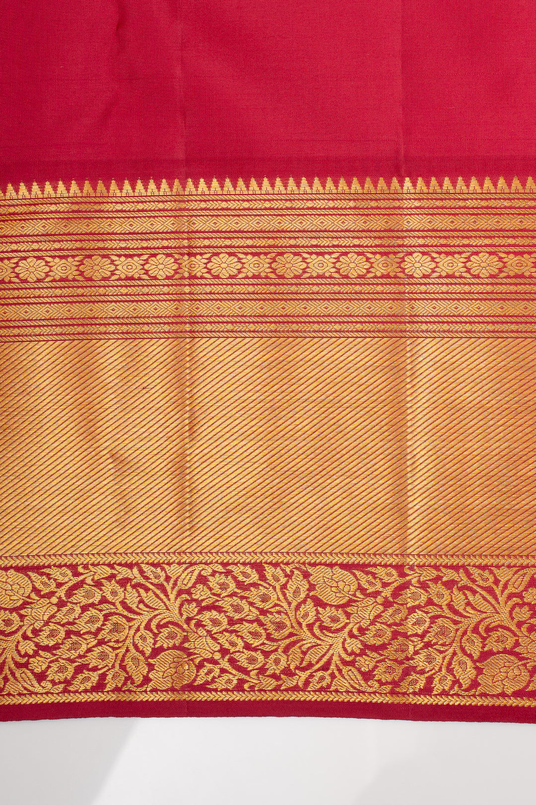 Ivory and Red Brocade Pure Kanchipuram Silk Saree