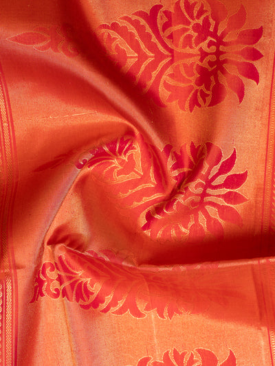 Cyan Green Butties and Peach Soft Silk Saree | Clio Silks