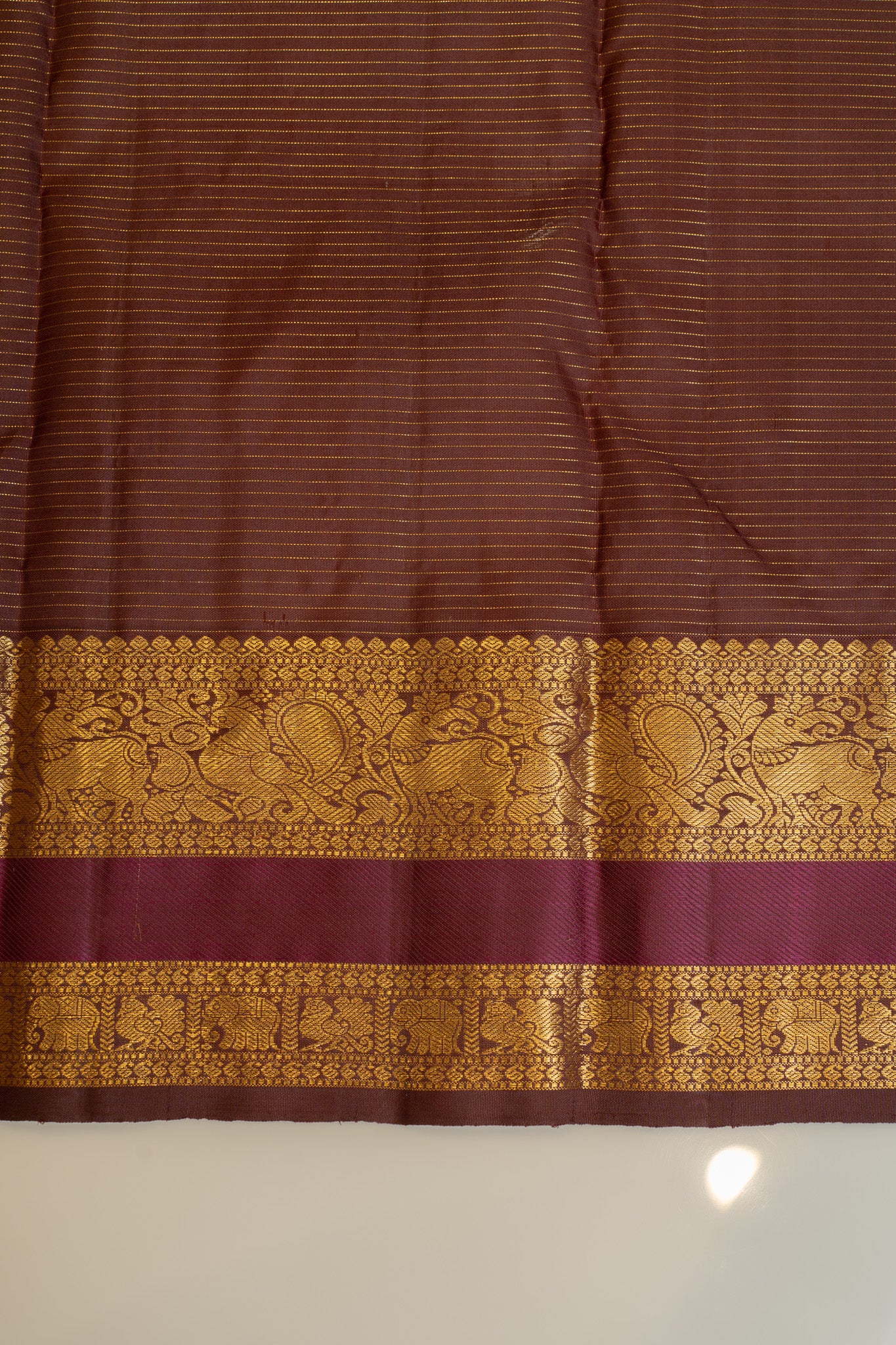 Off white and jamun Zari checks pure Kanchipuram silk saree