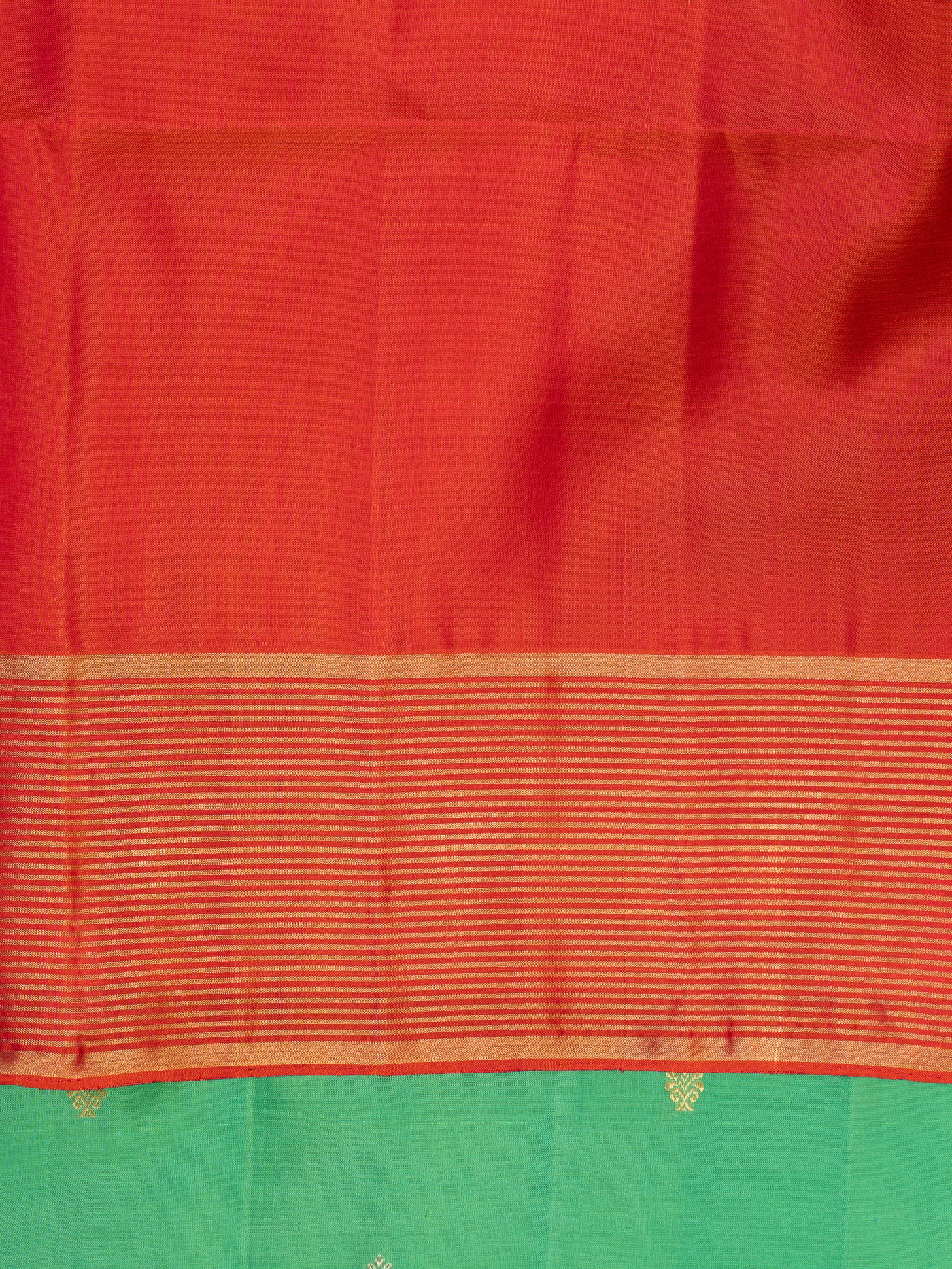 Cyan Green Butties and Peach Soft Silk Saree | Clio Silks