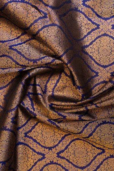 Indigo blue Thillakam brocade pure Kanchipuram silk saree