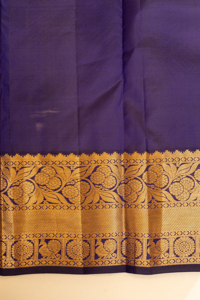 Blouse Piece view of Indigo blue Thillakam brocade pure Kanchipuram silk saree