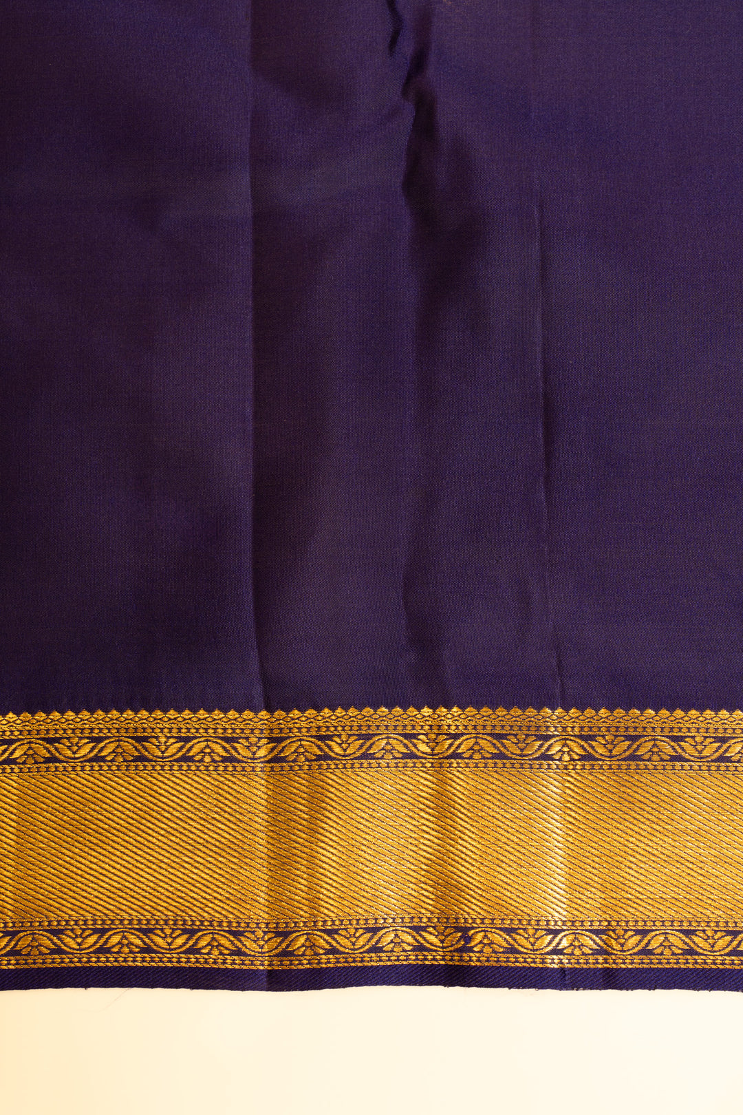Dark blue leheriya pure Kanchipuram silk saree